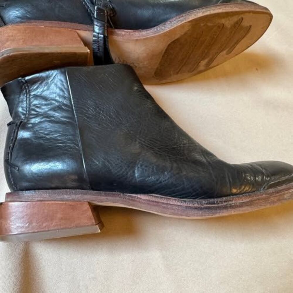 Franco Sarto MOBI  Black Leather ankle boots booties side zip size 6.5